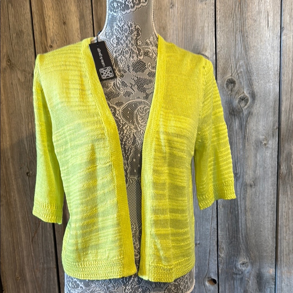Bright Yellow Open-Front Sweater